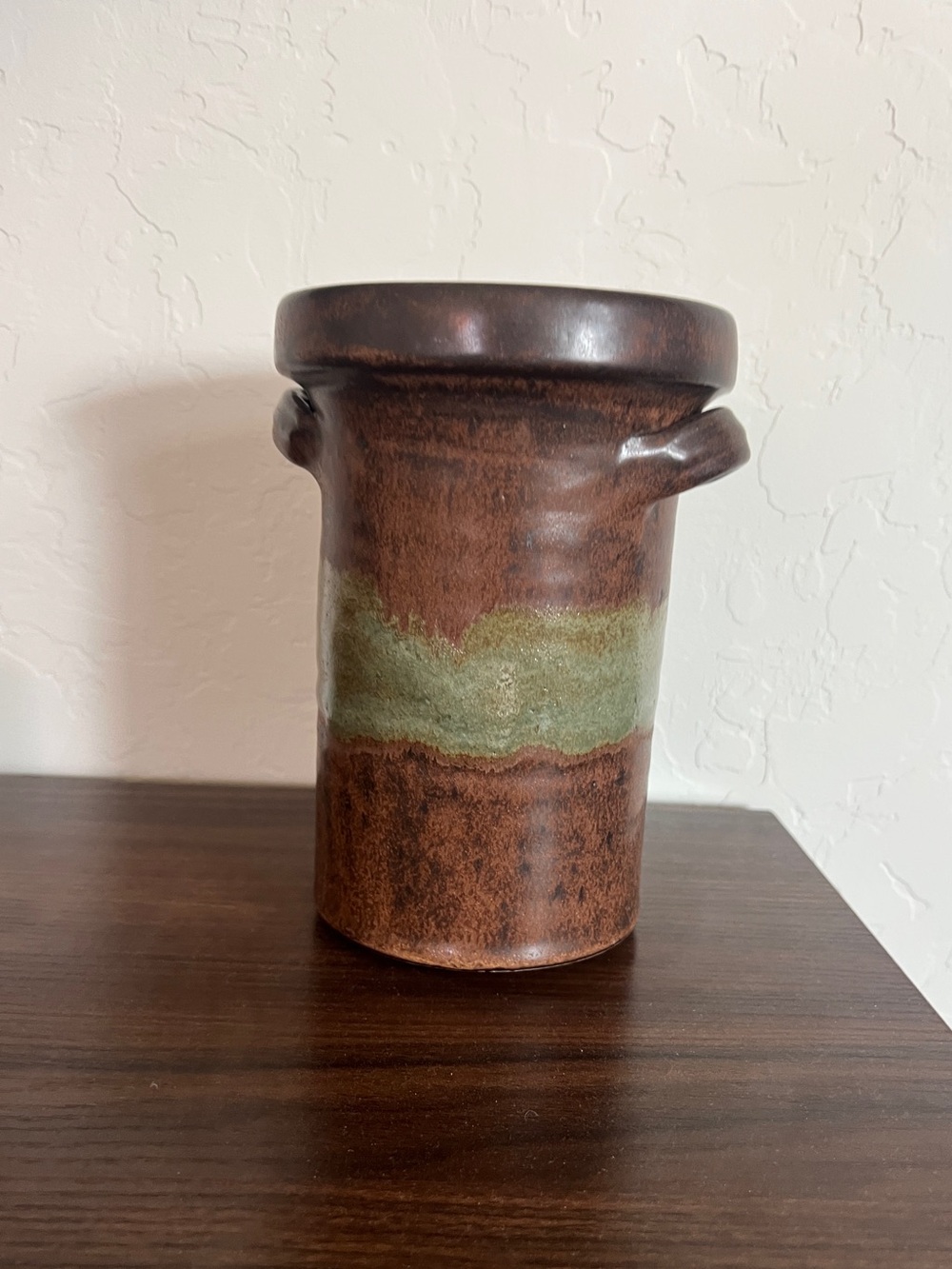 Mountain Arts Pottery Mocha Green Stoneware Utensil Crock Wine Chiller Montana